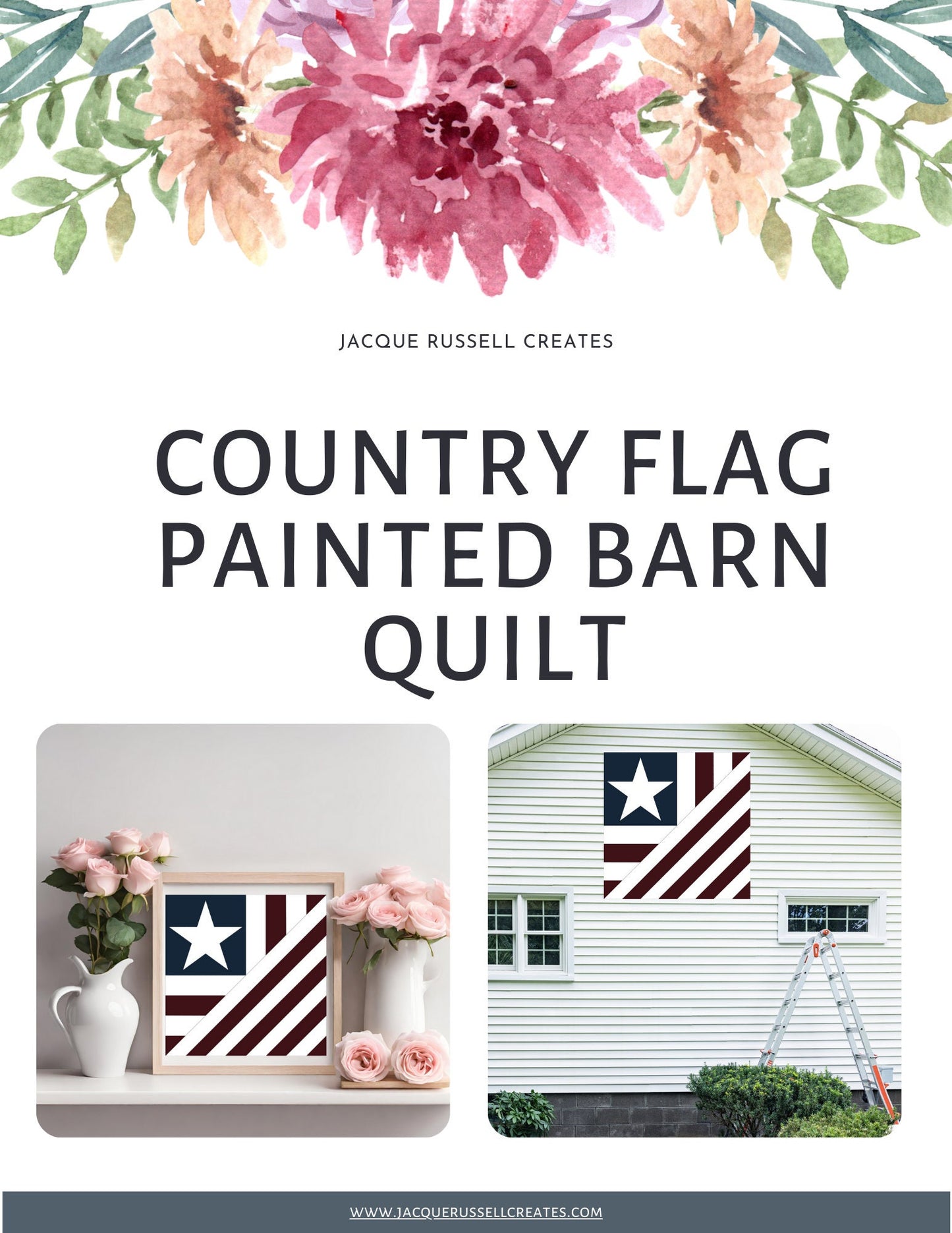 48x48" Country Flag Barn Quilt PDF Pattern, SVG Pattern, Wood quilt to paint for outdoors Bundle