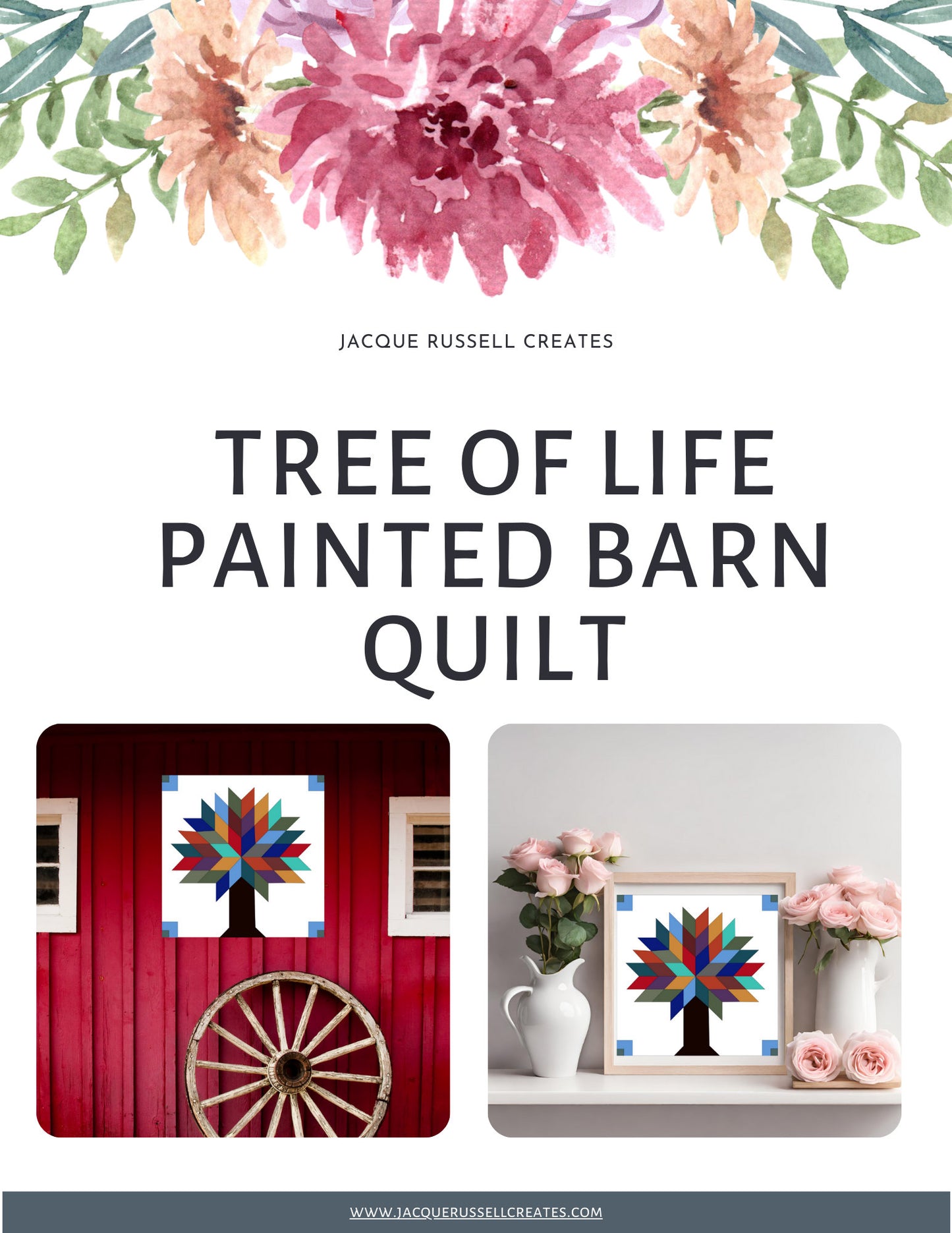 48x48" Tree of Life  Barn Quilt PDF Pattern, SVG Pattern, Wood quilt to paint for outdoors Bundle