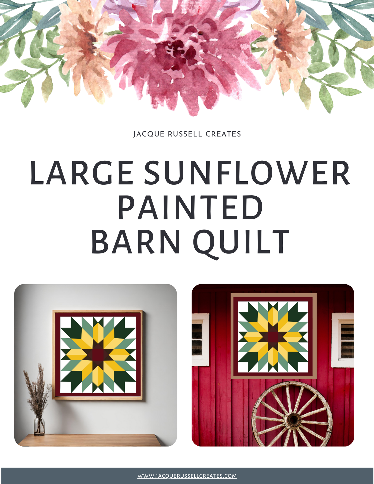 12x12" Large Sunflower barn Quilt PDF Pattern, SVG Pattern, Wood quilt to paint for outdoors Bundle, Barn quilt, wood painted barn quilt patterns