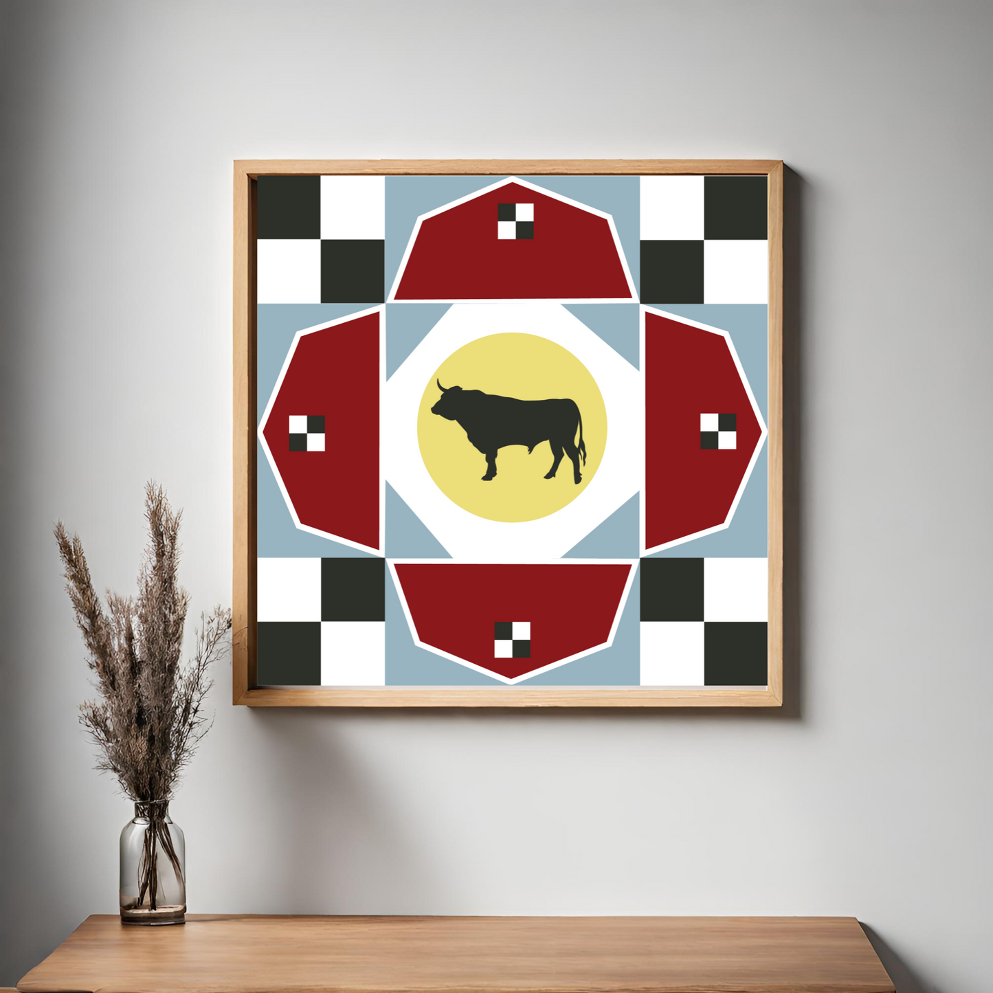 48x48 Bull in the Barn barn Quilt PDF Pattern, SVG Pattern, Wood quilt to paint for outdoors Bundle, Barn quilt, wood painted barn quilt patterns