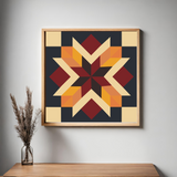 Fall Barn Quilt Pattern | Autumn Starburst Design | Geometric Quilt Block | Digital Download | Rustic Fall Decor| Painted barn DYI Quilt