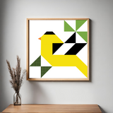 Traditional Goldfinch Quilt Block Pattern - Digital Download PDF in 12x12, 24x24, and 48x48 Sizes for DIY Barn Quilt Decor