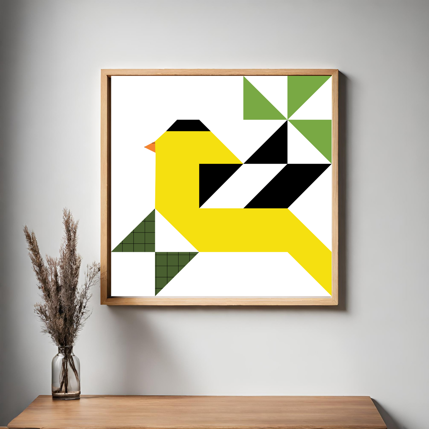 Traditional Goldfinch Quilt Block Pattern - Digital Download PDF in 12x12, 24x24, and 48x48 Sizes for DIY Barn Quilt Decor