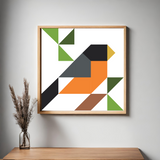 Traditional American Robin Quilt Block Pattern - Digital Download PDF in 12x12, 24x24, and 48x48 Sizes for DIY Barn Quilt Decor