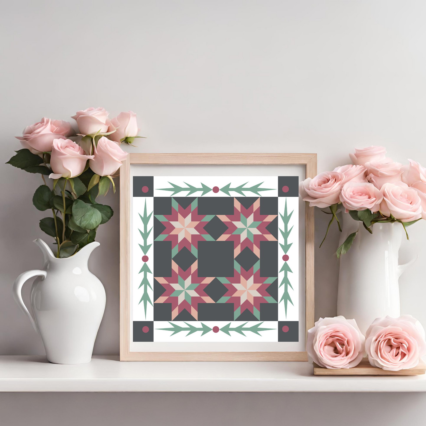 Christmas Poinsettia Quilt Block Barn Quilt - Digital Download, Holiday Home Decor, DIY Wall Art Pattern, Rustic Christmas Decor, Instant PDF