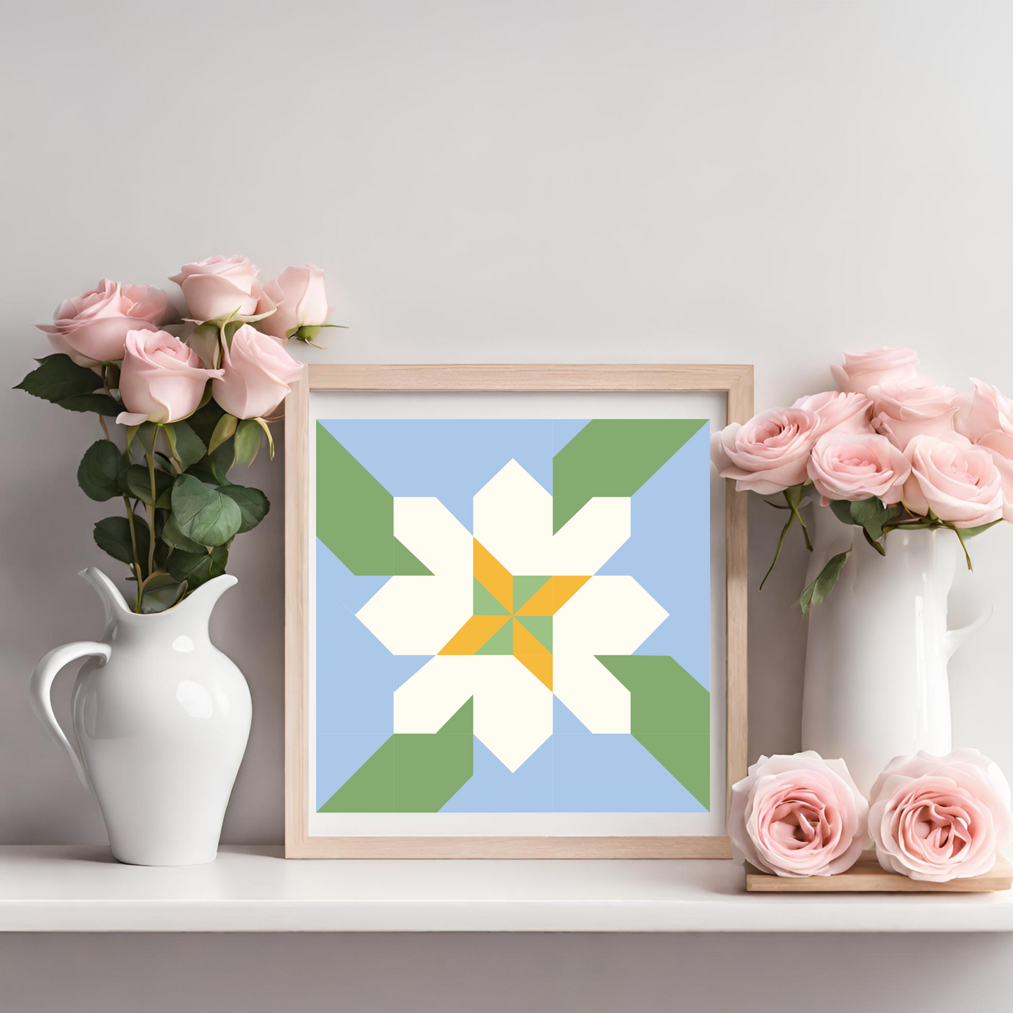 Easter Lily Quilt Block Barn Quilt - Digital Download, Spring DIY Pattern, Easter Decor, Quilting Project, Instant PDF File