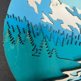Hand-Painted 10-Layer Waterfall Mountain Scene Wood Décor