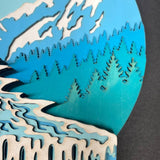 Hand-Painted 10-Layer Waterfall Mountain Scene Wood Décor
