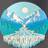 Hand-Painted 10-Layer Waterfall Mountain Scene Wood Décor