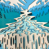 Hand-Painted 10-Layer Waterfall Mountain Scene Wood Décor