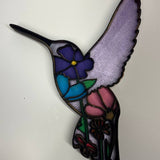 Hand-Painted 7-Layer Hummingbird with Flowers Wood Décor