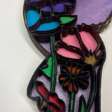 Hand-Painted 7-Layer Hummingbird with Flowers Wood Décor