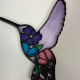 Hand-Painted 7-Layer Hummingbird with Flowers Wood Décor