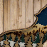 Hand-Painted 4-Layer Howling Wolf Wood Décor