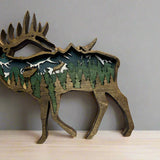 Hand-Painted 7-Layer Elk Wood Décor