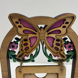 Rustic Wood Butterfly Picture Frame – 2.5"x2.5" Photo with Jute Hanger