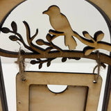 Rustic Wood Bird Picture Frame – 2.5"x2.5" Photo with Jute Hanger