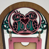 Rustic Wood Love Birds Picture Frame – 2.5"x2.5" Photo with Jute Hanger