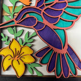 Hand-Painted Hummingbird Key Holder – 3D Wooden Wall Organizer with 6 Hooks