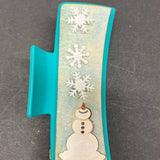 Snowman Hair Claw Clip – Winter Wonderland Wooden Hair Accessory – Snowflake Hair Clip