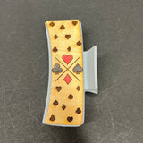 Poker-Themed Wooden Hair Claw Clip – Large Card Suit Hair Accessory – Hearts, Spades, Diamonds & Clubs