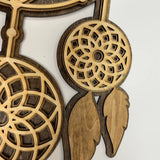 Handcrafted Layered Wooden Dream Catcher – 3D Boho Wall Decor, Rustic Feather Dreamcatcher