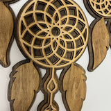 Handcrafted Layered Wooden Dream Catcher – 3D Boho Wall Decor, Rustic Feather Dreamcatcher