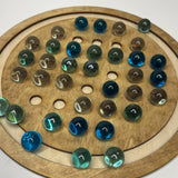 Handcrafted Wooden Marble Solitaire Game – Classic Strategy Board Game with Marbles, Brain Teaser Puzzle, Vintage Tabletop Decor