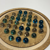 Handcrafted Wooden Marble Solitaire Game – Classic Strategy Board Game with Marbles, Brain Teaser Puzzle, Vintage Tabletop Decor