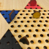 Hand-Painted Wooden Chinese Checkers Game – Foldable Box with Magnet Closure & Organza Bag