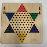 Hand-Painted Wooden Chinese Checkers Game – Foldable Box with Magnet Closure & Organza Bag