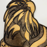 Patriotic Eagle Head with USA Flag – 2-Layered Wooden Wall Art