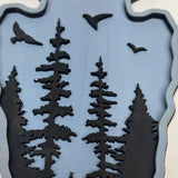 Hand-Painted 2-Layered Arrowhead with Forest & Flying Birds – Rustic Nature Wall Art