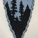 Hand-Painted 2-Layered Arrowhead with Forest & Flying Birds – Rustic Nature Wall Art