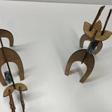 Wood Reindeer Decor – Standing & Grazing Reindeer with Wreath – Rustic Christmas Decoration