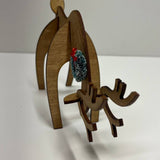 Wood Reindeer Decor – Standing & Grazing Reindeer with Wreath – Rustic Christmas Decoration