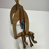 Wood Reindeer Decor – Standing & Grazing Reindeer with Wreath – Rustic Christmas Decoration