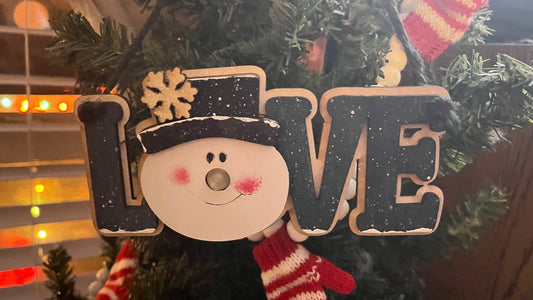Rustic Glow Tealight Ornament Set – 4-Piece Wood Christmas Ornaments: LOVE, JOY, SNOW, NOEL – Handmade Holiday Tree Decor