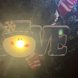 Rustic Glow Tealight Ornament Set – 4-Piece Wood Christmas Ornaments: LOVE, JOY, SNOW, NOEL – Handmade Holiday Tree Decor