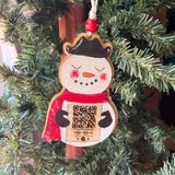 Frosty the Snowman QR Code Ornament – 5.5" Layered Wood Christmas Music Decor – Plays Song When Scanned