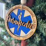 Paramedic Ornament – 3.25" Layered Wood Christmas Ornament – EMS Star of Life Tribute for First Responders & Medics