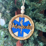 Paramedic Ornament – 3.25" Layered Wood Christmas Ornament – EMS Star of Life Tribute for First Responders & Medics