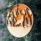 Howling Wolf Mountain Ornament – 3.25" Rustic Wildlife Decor for Outdoor & Nature Lovers