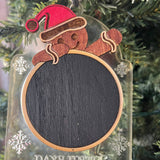 Christmas Countdown Ornament – Gingerbread Chalkboard Ornament – 4" Clear Acrylic "Days Until Christmas" Tree Decor – Reusable Holiday Countdown Sign