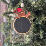 Christmas Countdown Ornament – Gingerbread Chalkboard Ornament – 4" Clear Acrylic "Days Until Christmas" Tree Decor – Reusable Holiday Countdown Sign