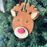 Rudolph QR Code Ornament – Wooden Reindeer Christmas Ornament with Scannable Music Link – Run Rudolph Run Holiday Tree Decor – 4" Tall