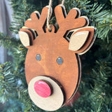 Rudolph QR Code Ornament – Wooden Reindeer Christmas Ornament with Scannable Music Link – Run Rudolph Run Holiday Tree Decor – 4" Tall