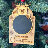 Reindeer Christmas Countdown Ornament – 4" Chalkboard Holiday Countdown Sign – Days Until Christmas Ornament – Rustic Reindeer Wood Tree Decor