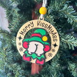 Funny Elf Butt Ornaments – “Merry KissMyAss” & “Jingle Butts” – 3.25" Round Christmas Tree Humor