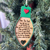 From the Heart Friendship Christmas Ornament – Laser Engraved Poem Bulb – 5" Tall Wooden Gift for Friends – Rustic Holiday Keepsake